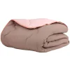 Couette 2 places bicolore taupe et rose