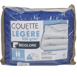 Couette légère microfibre réversible bleu gris 220x240 cm