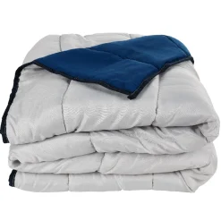 Couette légère microfibre réversible bleu gris 220x240 cm