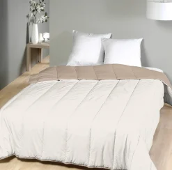 Couette légère microfibre réversible taupe gris 220x240 cm