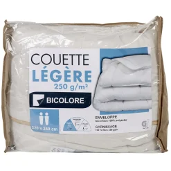 Couette légère microfibre taupe écru 220x240 cm