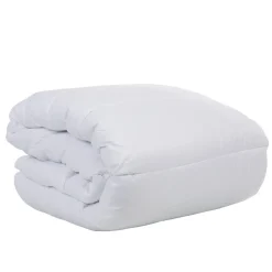 Couette unie blanche tissu embossé bords arrondis 2 personnes