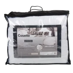 Couette unie blanche tissu embossé bords arrondis 2 personnes