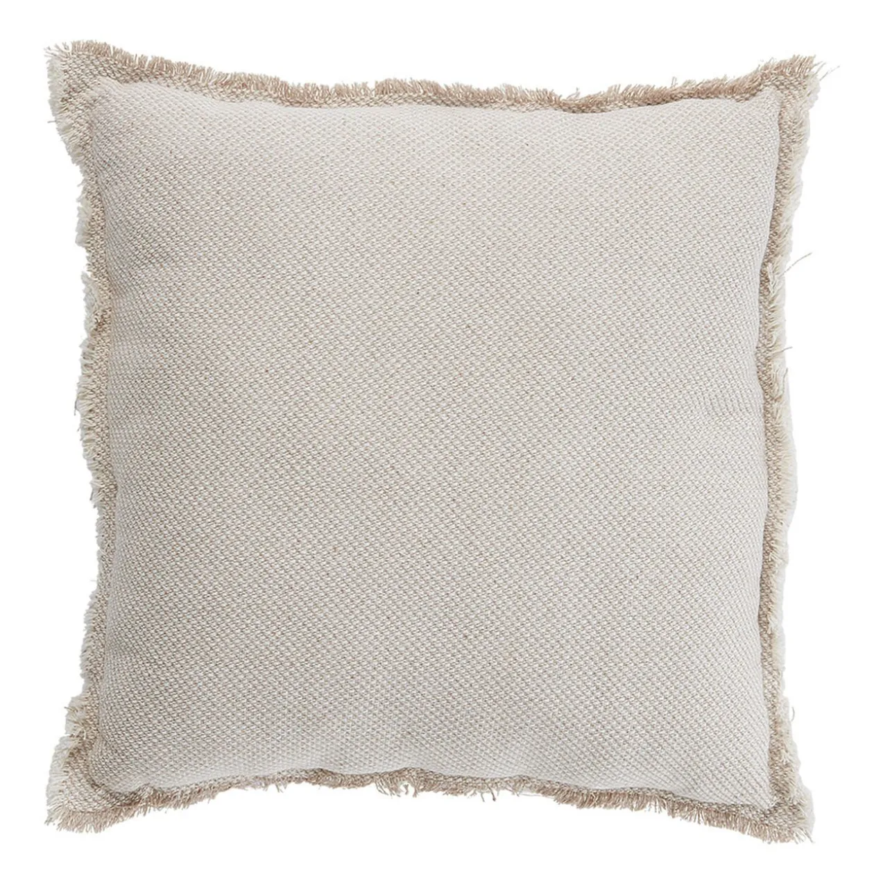 Coussin à franges carré beige