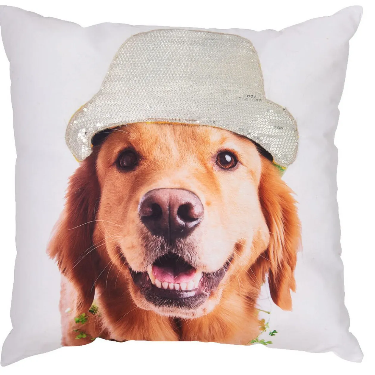 Coussin à sequins design chien