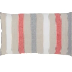 Coussin beige à rayures