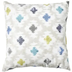 Coussin biface uni et imprimé géométrique 45x45cm