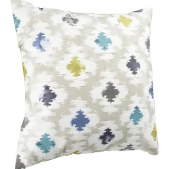 Coussin biface uni et imprimé géométrique 45x45cm