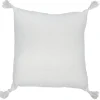Coussin blanc avec pompons