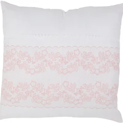 Coussin blanc rose Muranu romantique dentelle