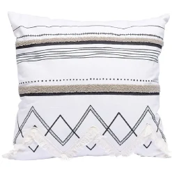 Coussin carré brodé berbère franges 40x40 cm