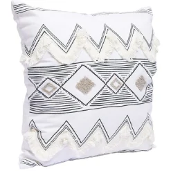 Coussin carré brodé berbère franges 40x40 cm