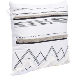 Coussin carré brodé berbère franges 40x40 cm