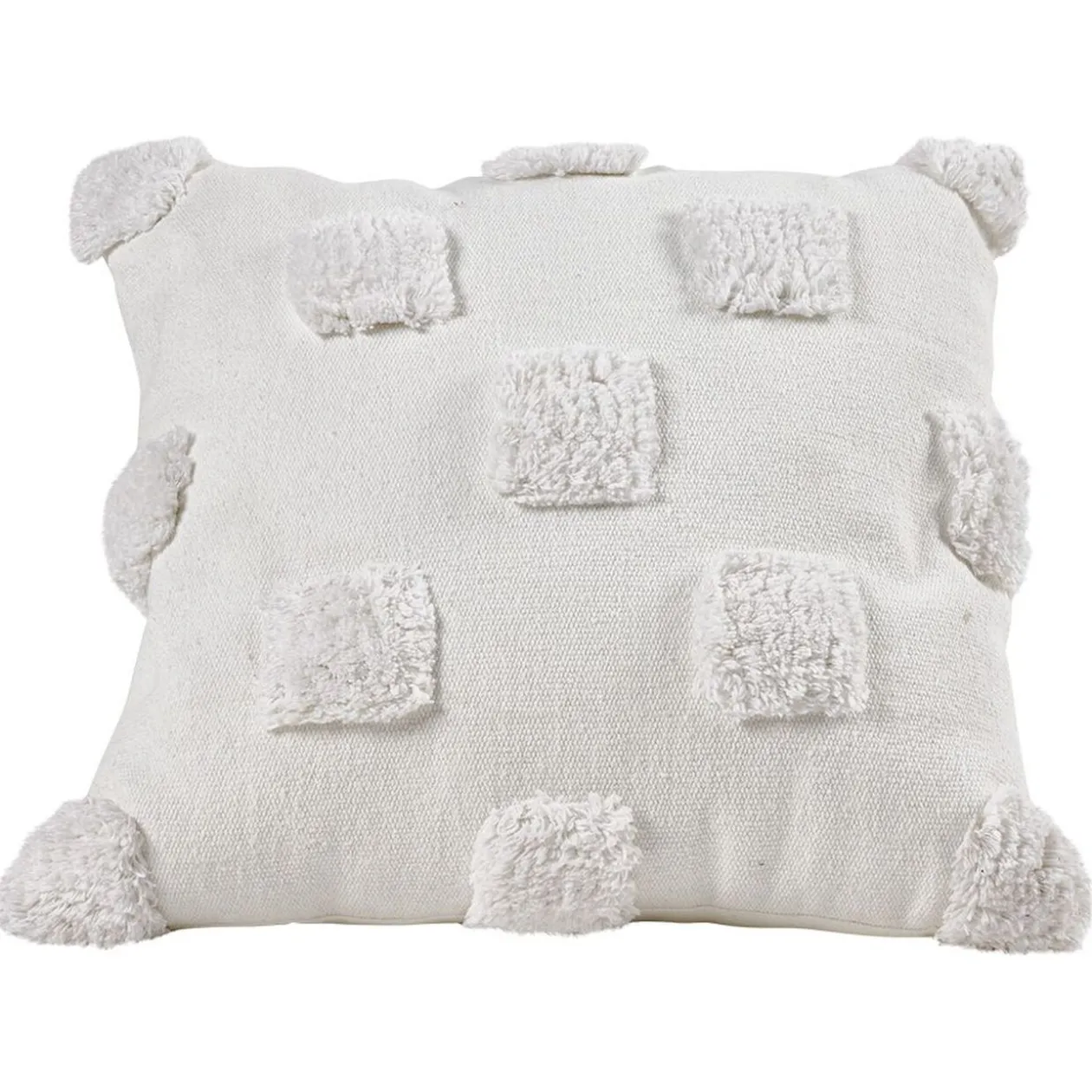 Coussin carré écru motif tufté carré 40x40cm