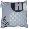 Coussin carré Design motif pois blanc noir et bleu