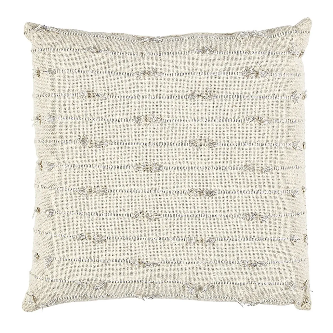 Coussin carré fil brillant blanc écru