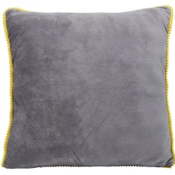 Coussin carré gris et moutarde
