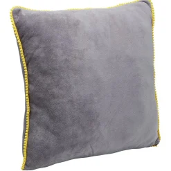 Coussin carré gris et moutarde
