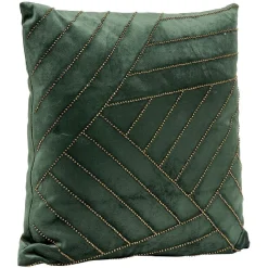 Coussin carré imitation velours décor perles 40x40cm