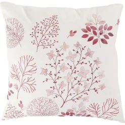 Coussin carré imprimé floral rose et blanc 45x45cm