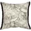 Coussin carré imprimé tropical noir naturel 40x40 cm