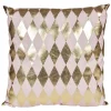 Coussin carré motif losange doré et rose poudré