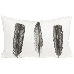 Coussin carré motif plume coton