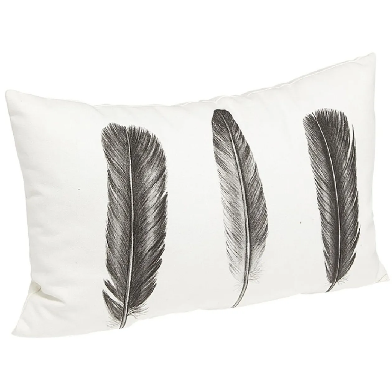 Coussin carré motif plume coton