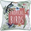 Coussin carré multicolore motif oiseaux tropicaux