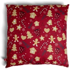 Coussin carré Noël motif biscuit sucre d'orge rouge 40x40cm