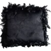 Coussin carré velours contour plume noir 50x50xép15cm 100% polyester