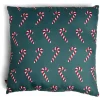 Coussin carré vert motif sucre d'orge rouge et blanc 40x40cm