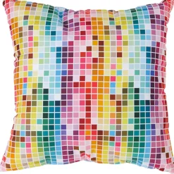 Coussin carreaux multicolores