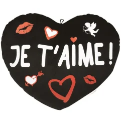 Coussin coeur noir je t'aime