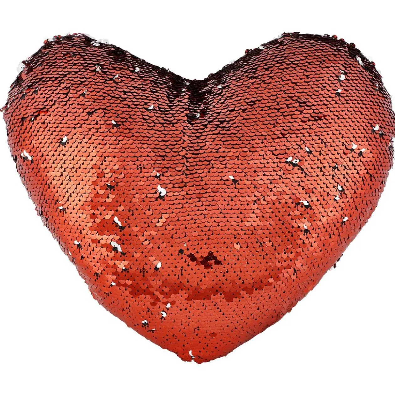 Coussin coeur rouge à sequins réversibles
