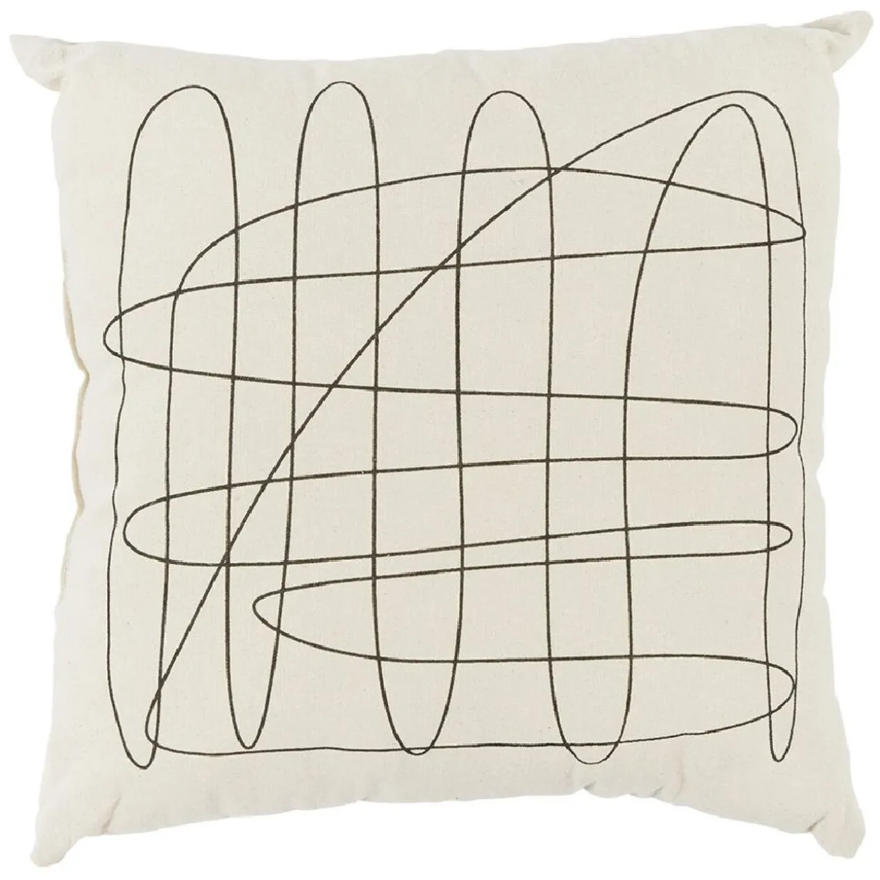 Coussin déco dessin 45x45cm beige et noir