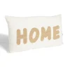 Coussin déco rectangulaire "Home" beige et taupe 30x50cm