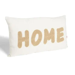 Coussin déco rectangulaire "Home" beige et taupe 30x50cm