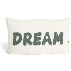 Coussin déco rectangulaire "Dream" beige et bleu canard 30x50cm
