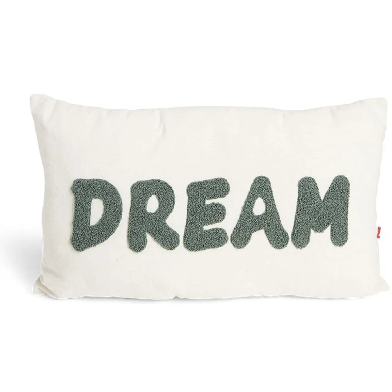 Coussin déco rectangulaire "Dream" beige et bleu canard 30x50cm