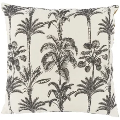 Coussin déco tropical 45x45cm beige et noir