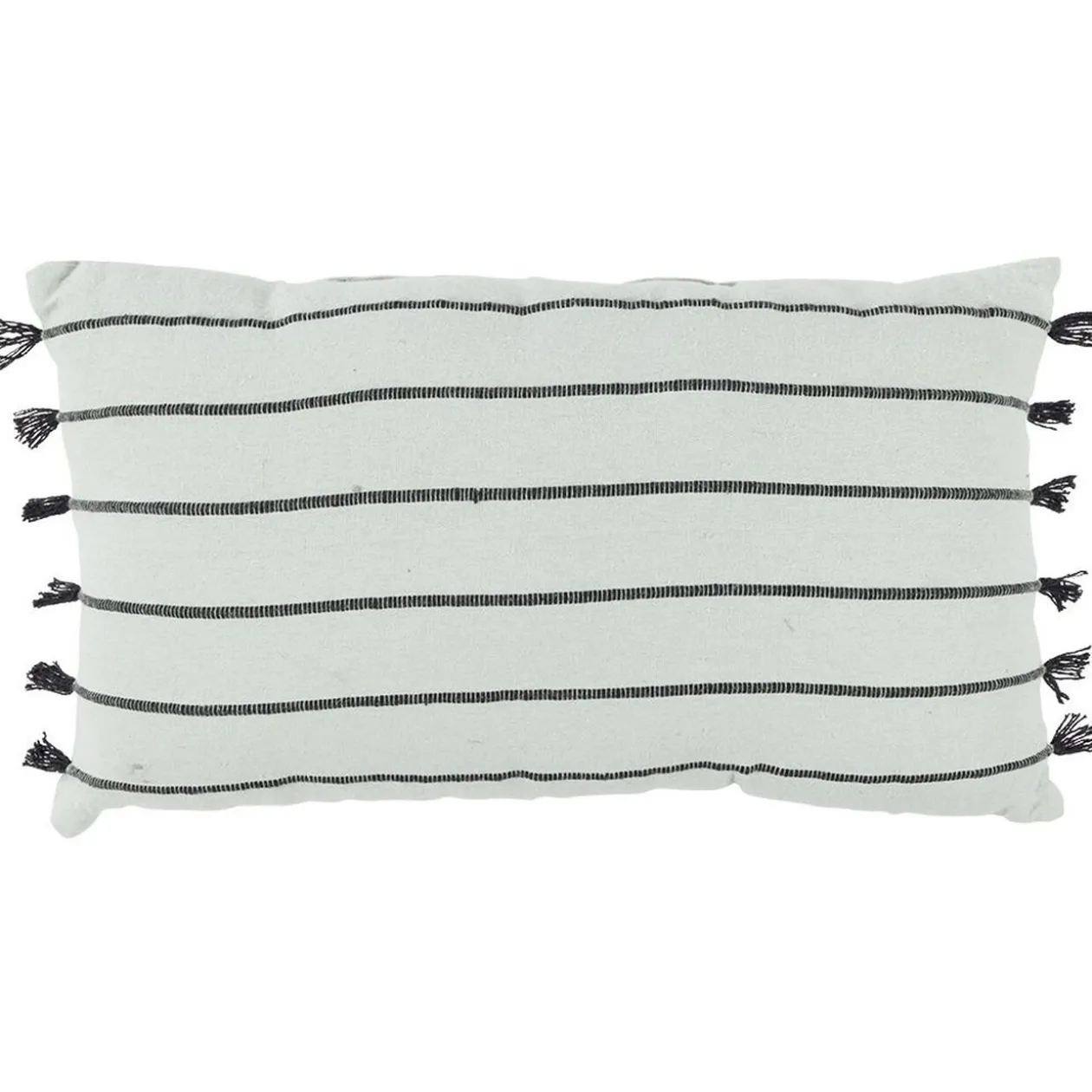 Coussin déco tufté rayures 30x50cm blanc