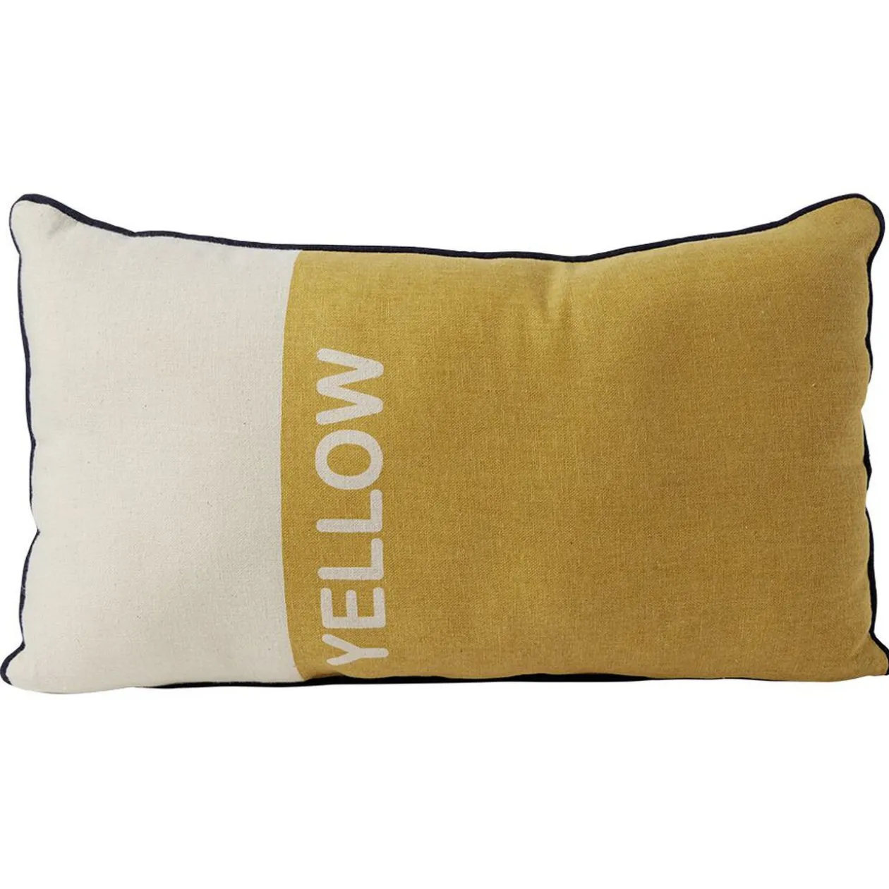 Coussin déco 30x50cm bicolore jaune et beige