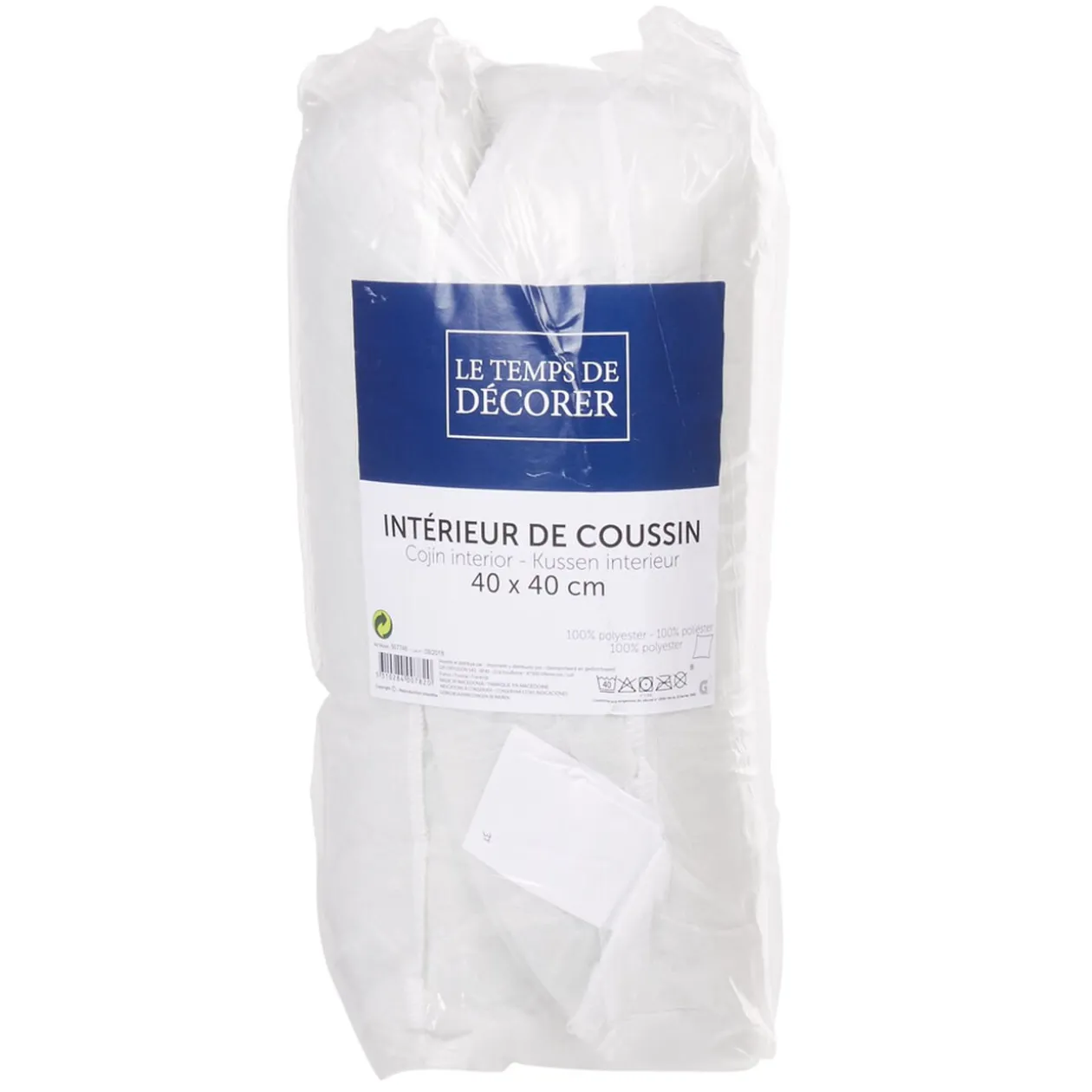 Coussin de rembourrage carré blanc polyester