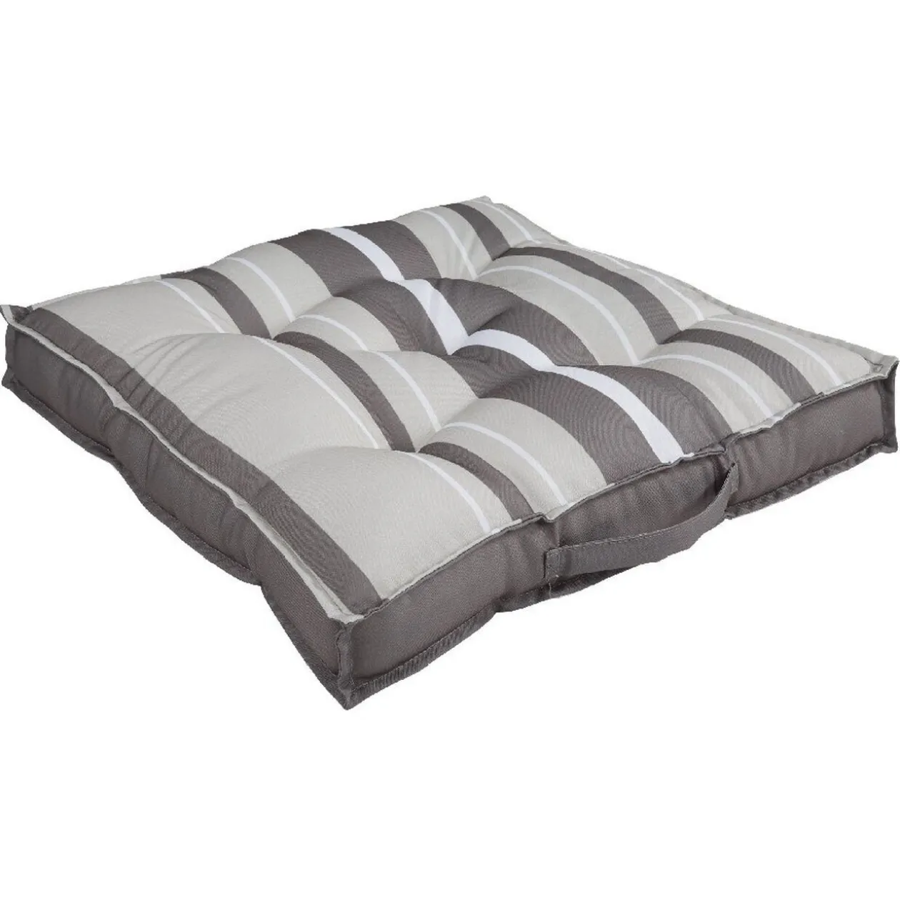 Coussin de sol carré bayadère marron beige