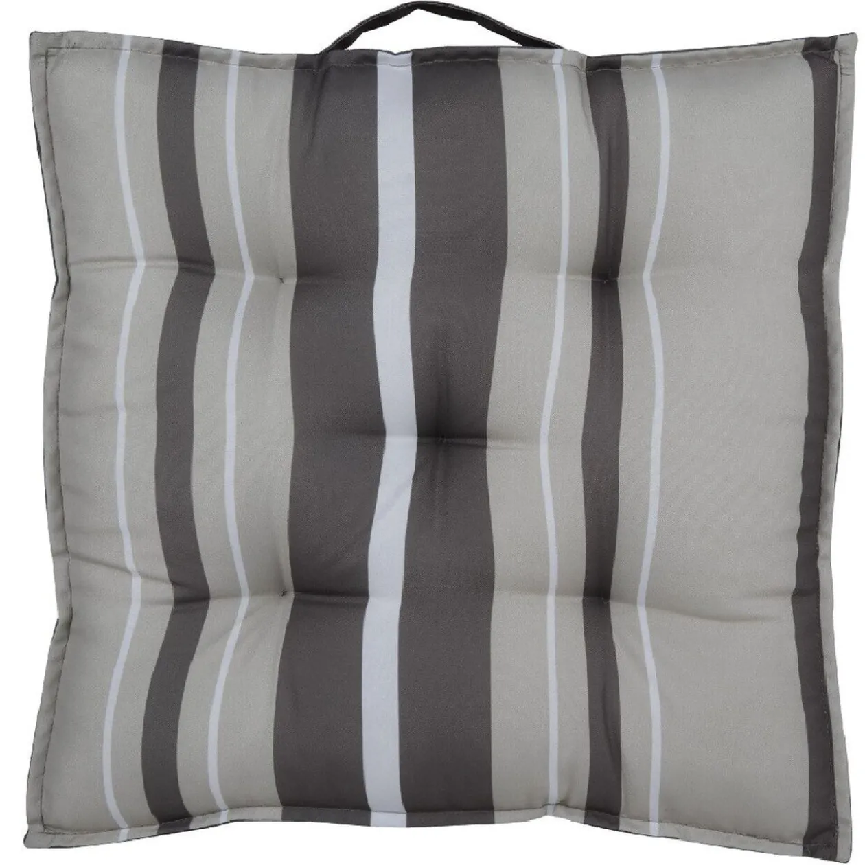 Coussin de sol carré bayadère marron beige