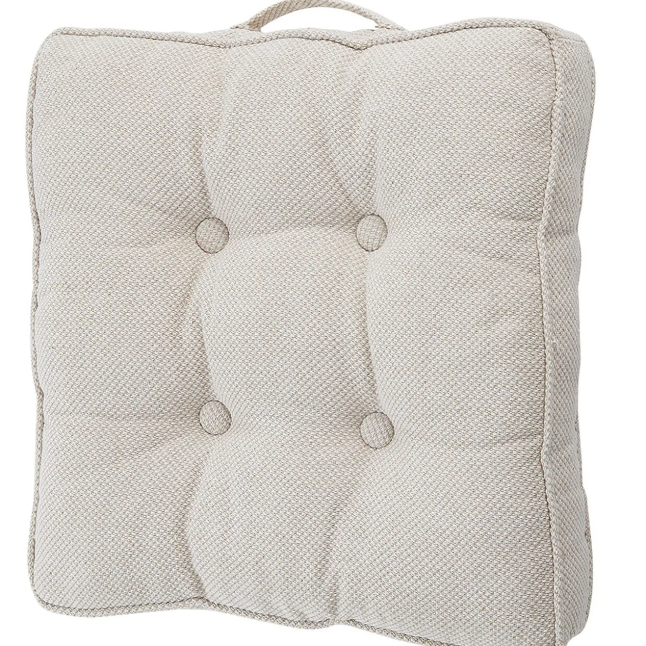 Coussin de sol carré beige à poignée