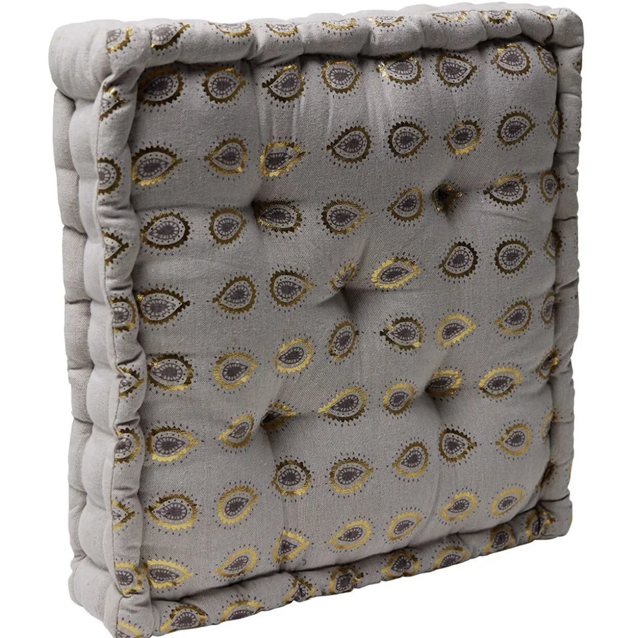 Coussin de sol carré blanc crème motif bohème 45x45x10cm