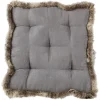Coussin de sol carré bord fausse fourrure gris