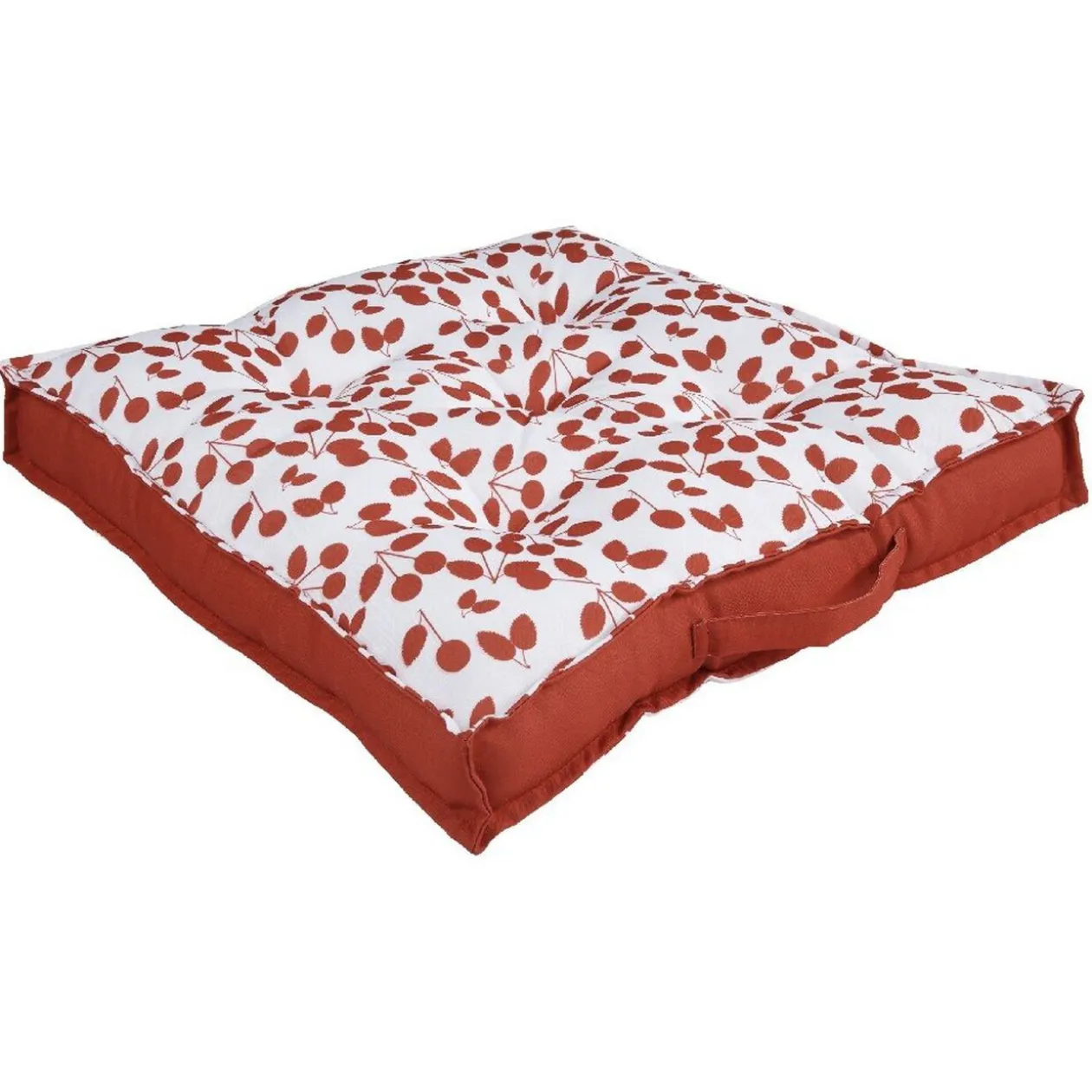 Coussin de sol carré imprimé cerises rouges